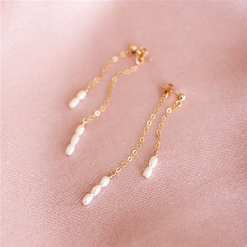 Boucle d’oreille chaine pendante en or