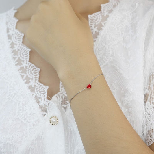 Bracelet chaine avec coeur - Rouge