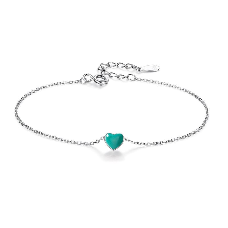 Bracelet chaine avec coeur - Vert