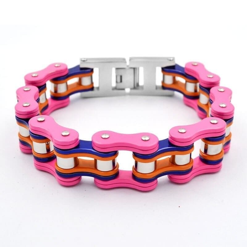 Bracelet chaine de moto enfant - Rose/Bleu/Orange