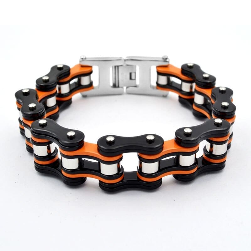 Bracelet chaine de moto enfant - Noir/Orange