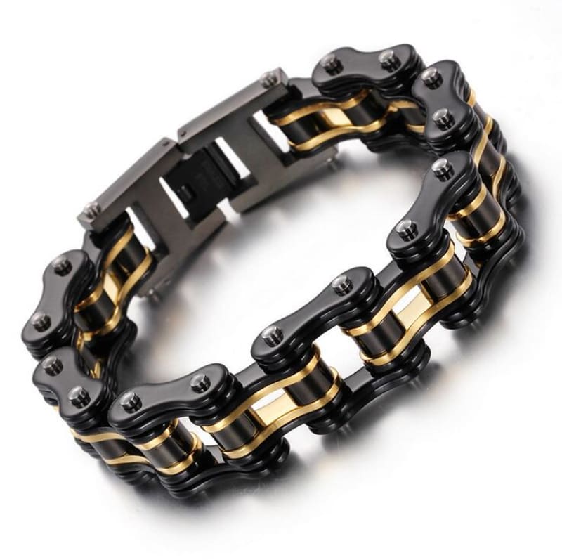 Bracelet chaine de moto tour de poignet 18 - Black Gold / 