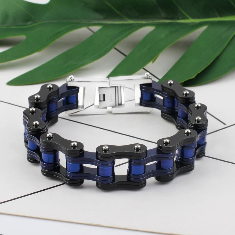 Bracelet chaine moto ktm - BlueBlack / 19cm