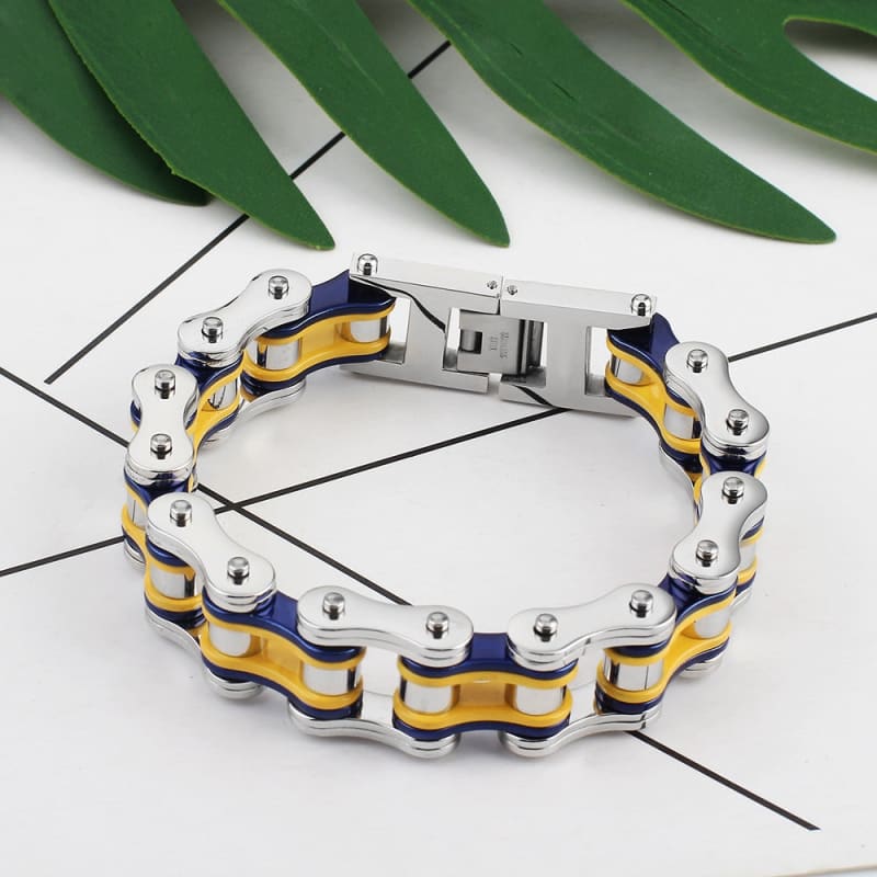 Bracelet chaine moto ktm - YellowBlue / 19cm