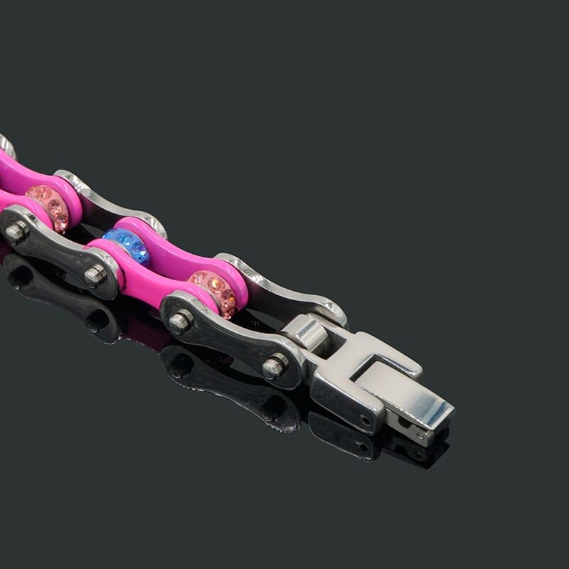 Bracelet chaine moto rose