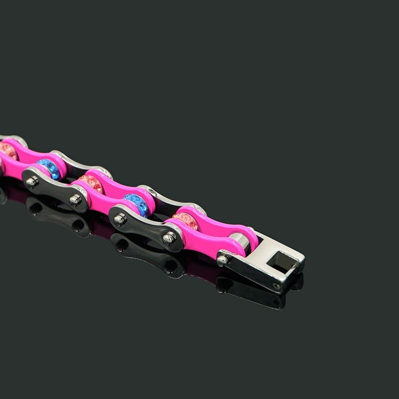Bracelet chaine moto rose