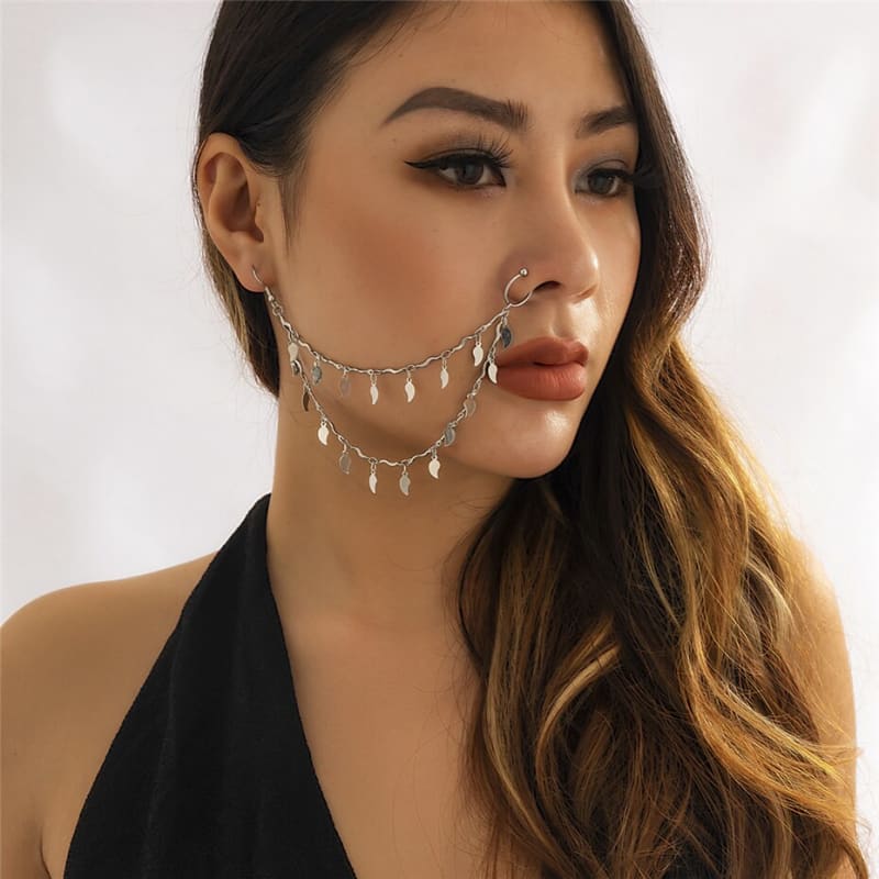 Chaine de corps pour visage et piercing - Couleur argent