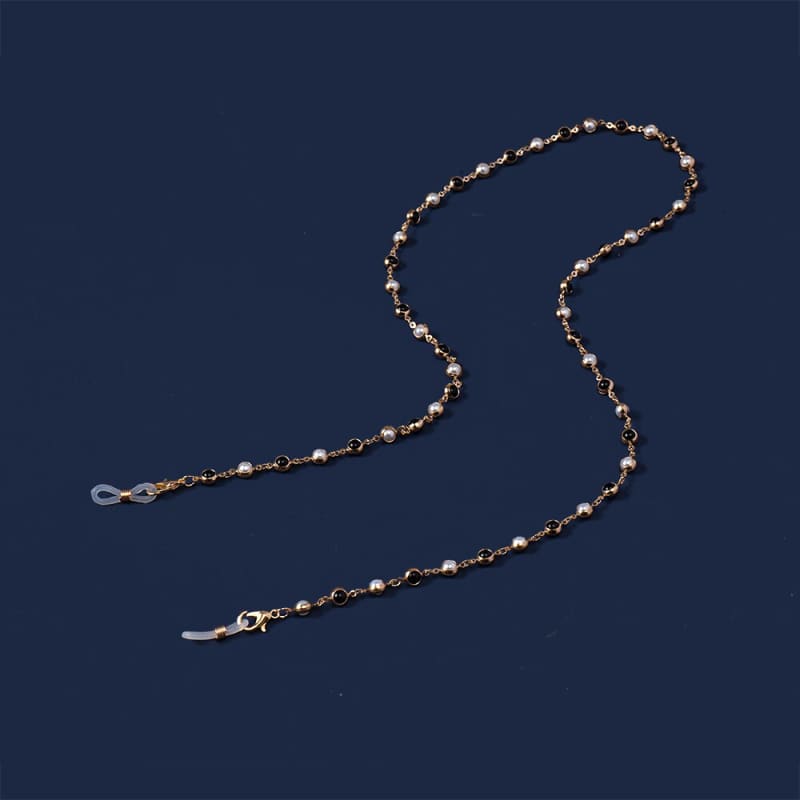 Chaine lunette femme perles - Gold Balck White / China
