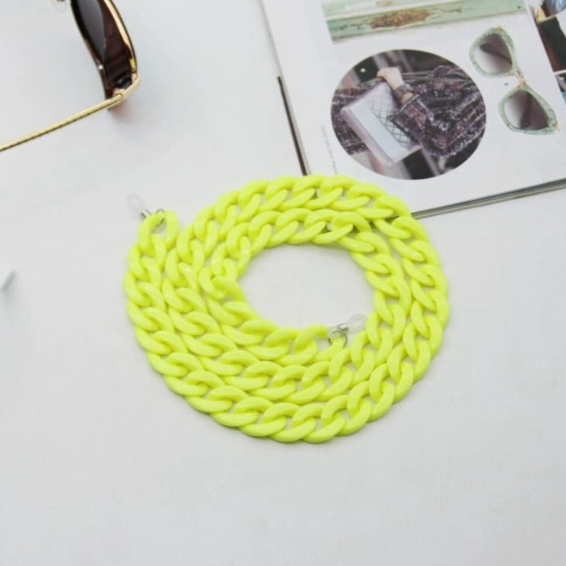 Chaine lunette grosse maille - Neon Yellow as photo
