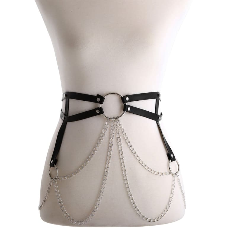 Harnais ceinture en cuir avec chaine pour femme