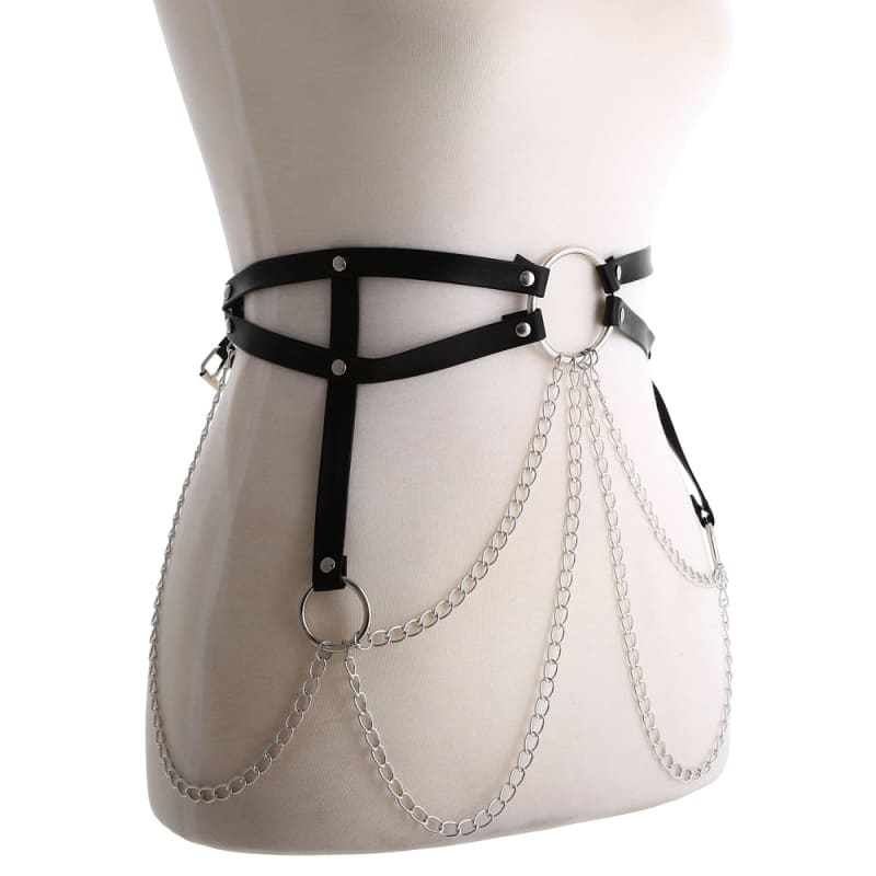 Harnais ceinture en cuir avec chaine pour femme