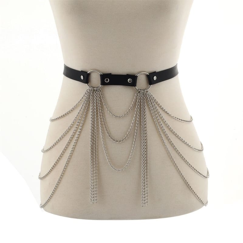 Harnais ceinture en cuir avec chaines superposéees